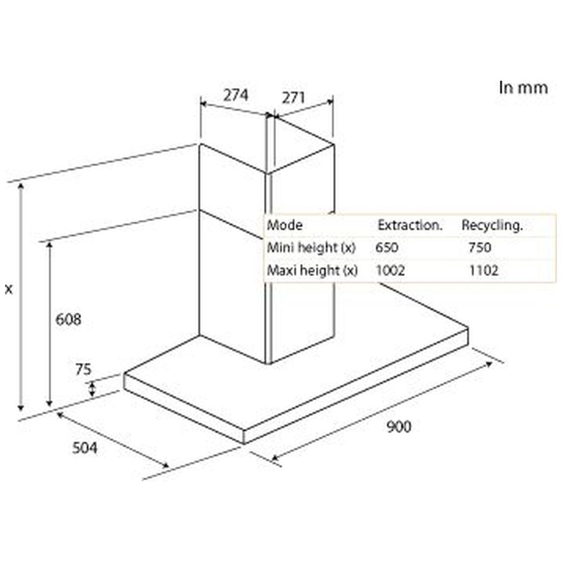 Máy hút mùi treo tường BRANDT AD1010X
