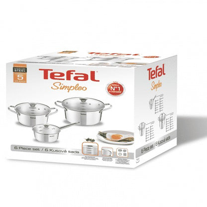 Bộ nồi inox Tefal Simpleo 3 cái (Quánh 16cm, nồi 20cm, nồi 24cm) B907S644