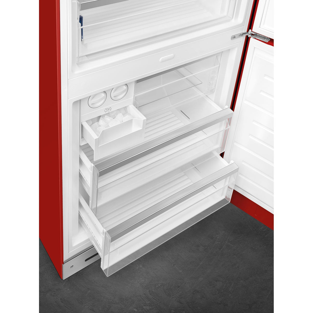 Tủ lạnh 2 ngăn đỉnh dưới SMEG FAB38RRD5 màu đỏ cánh phải