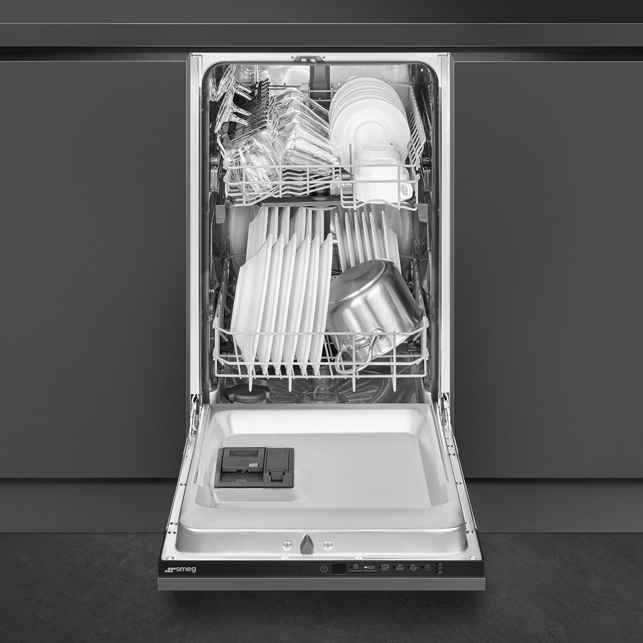 Máy rửa bát âm tủ SMEG ST4512IN màu đen