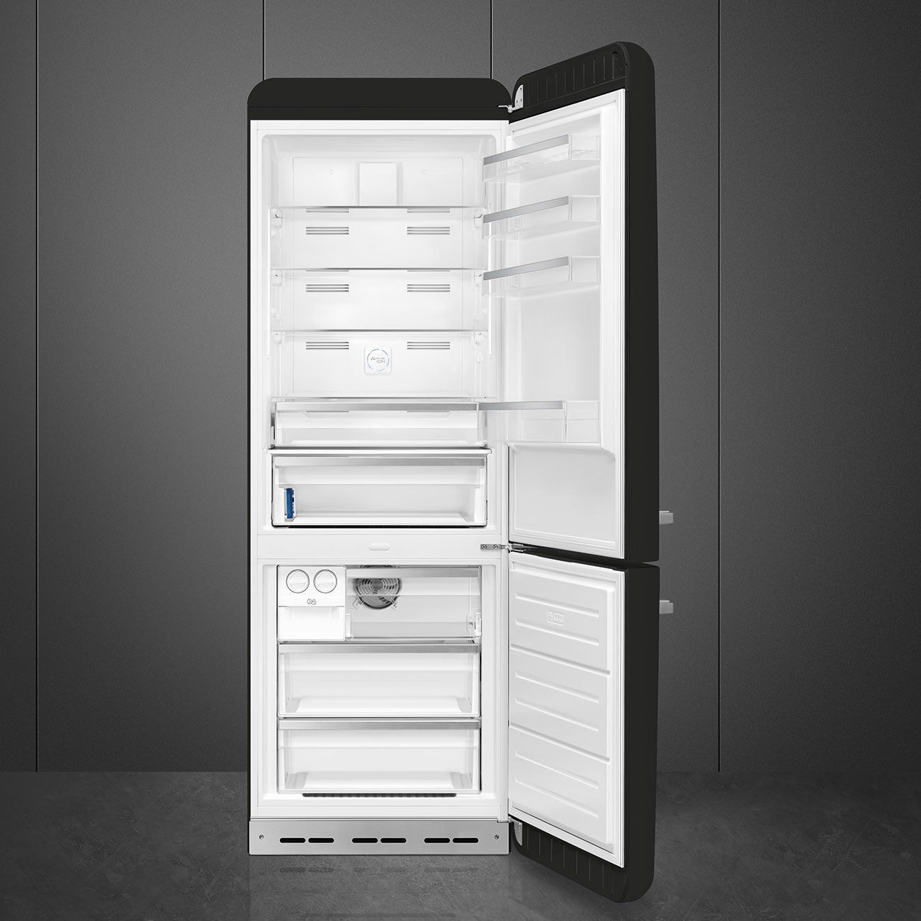 Tủ lạnh 2 ngăn đỉnh dưới SMEG FAB38RBL5 màu đen cánh phải