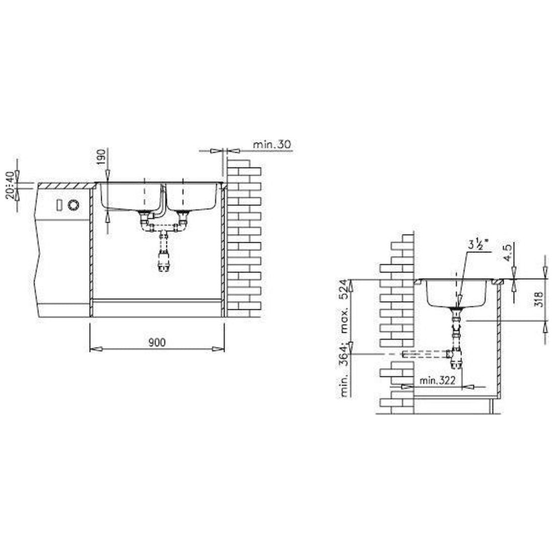 Chậu rửa bát dương bàn bếp TEKA Classic 2B 86