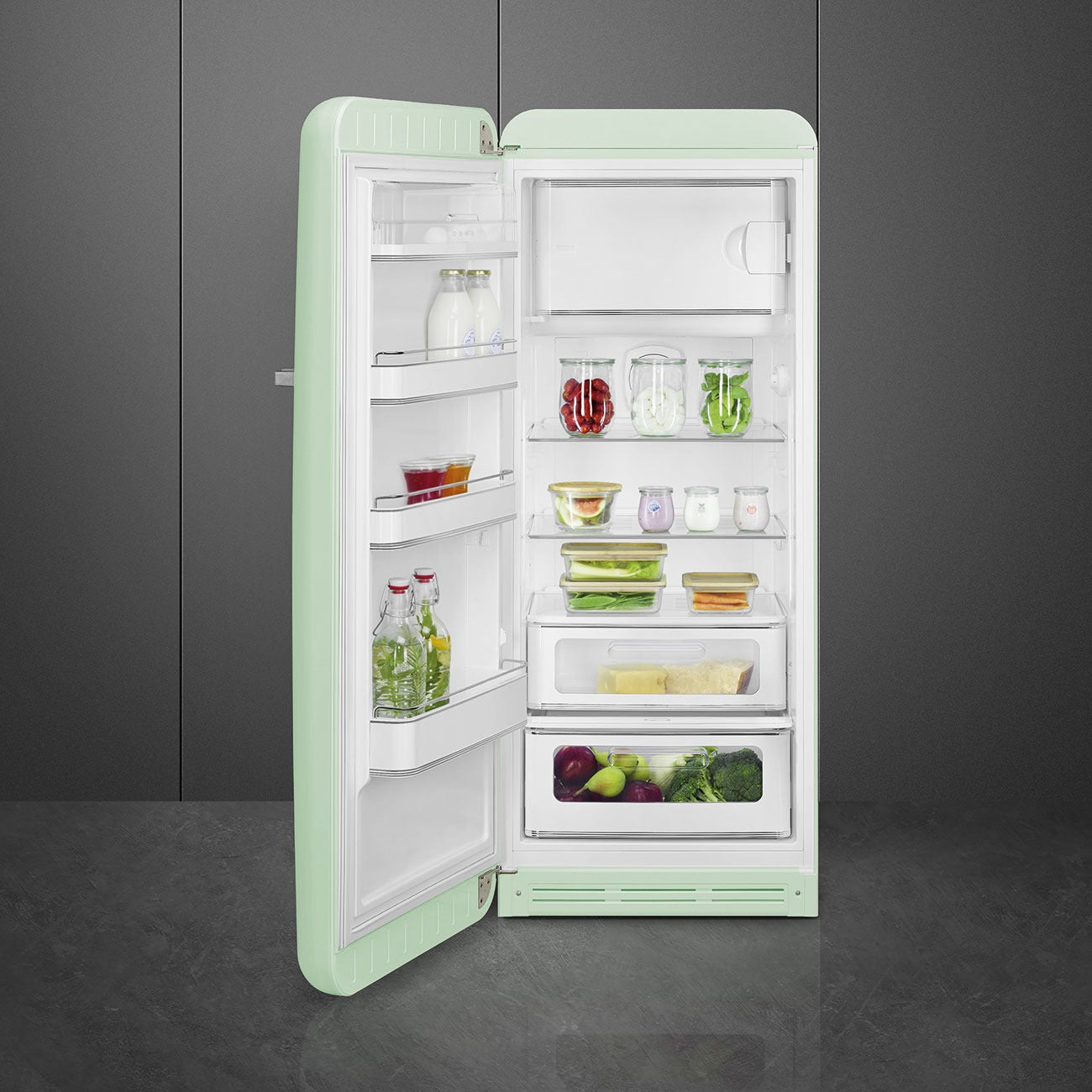 Tủ lạnh một cửa SMEG FAB28LPG5 màu xanh lá cánh trái