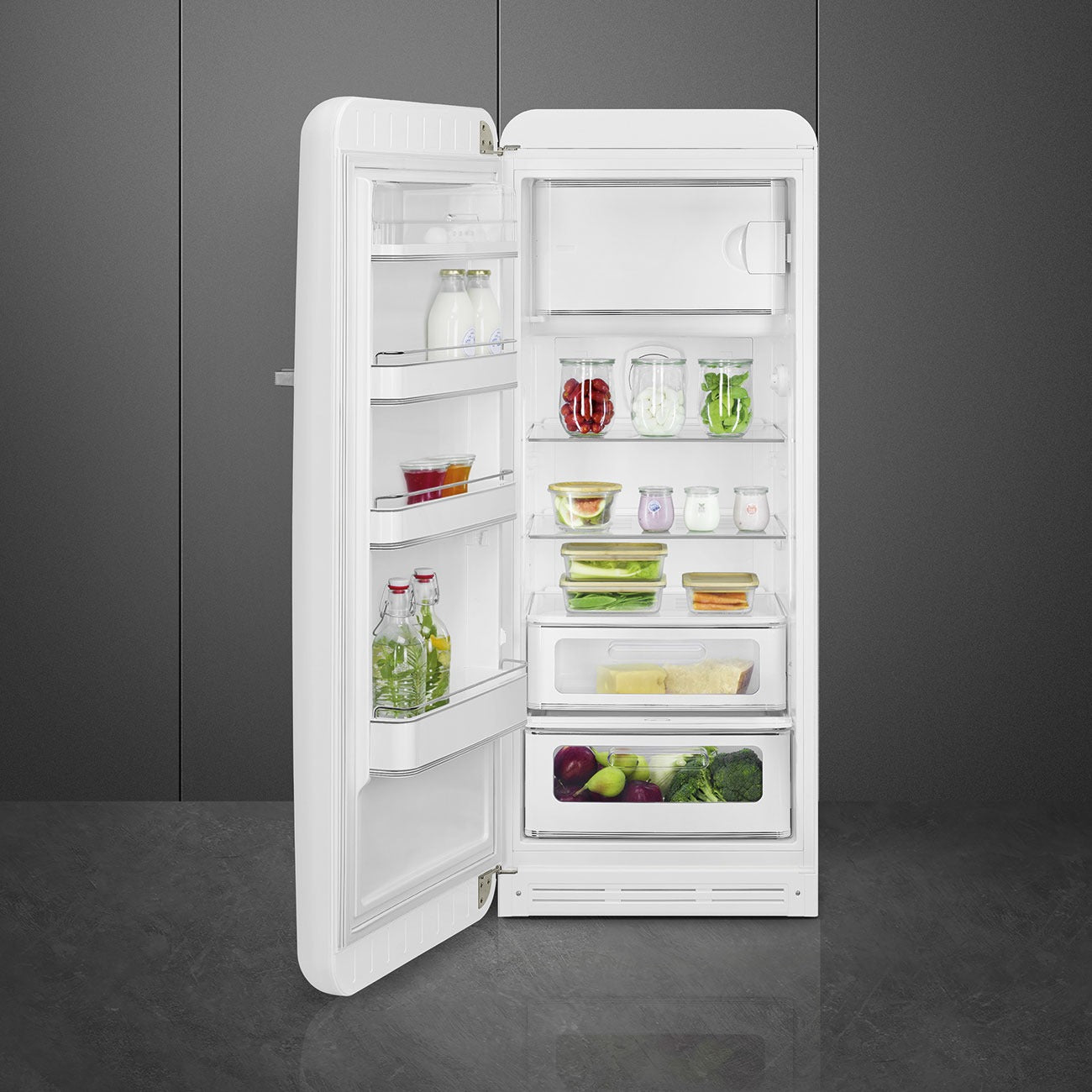 Tủ lạnh một cửa SMEG FAB28LWH5 màu trắng cánh trái