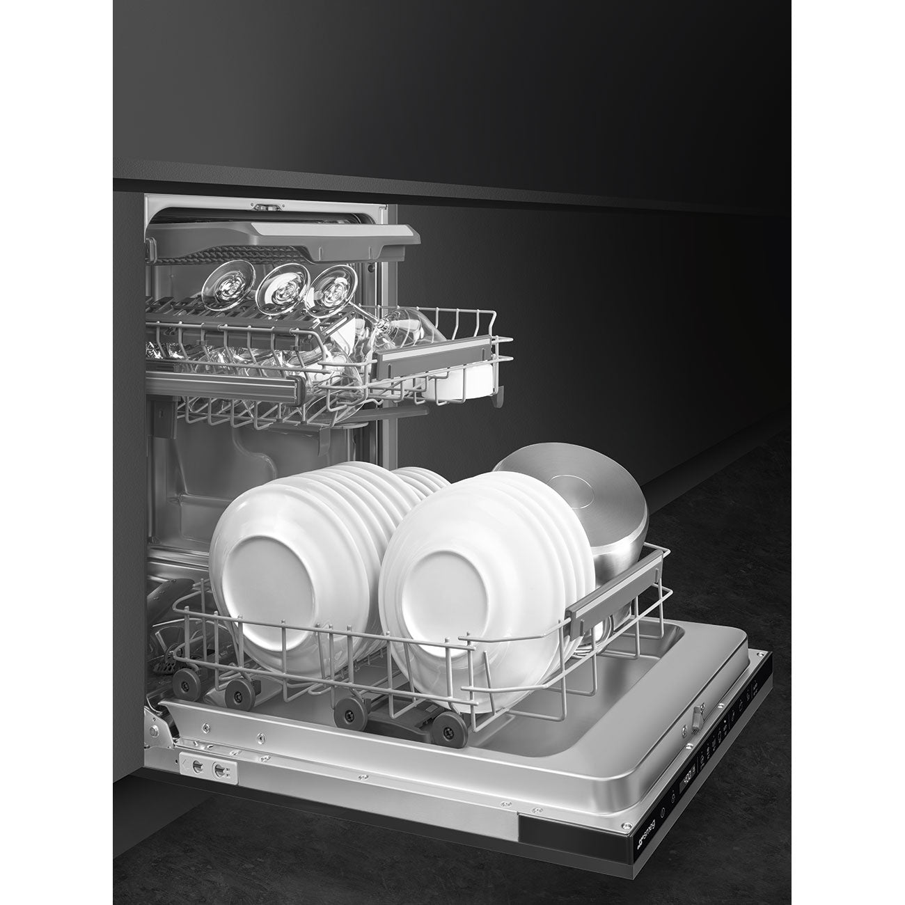 Máy rửa bát âm tủ SMEG ST4533IN màu đen