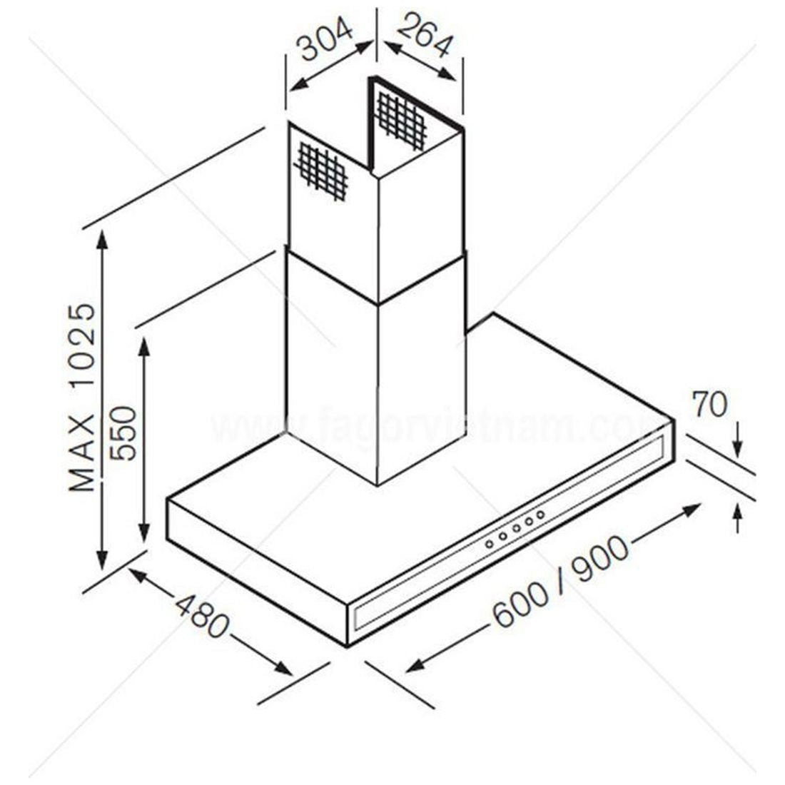 Máy hút mùi treo tường FAGOR CPT-90XT