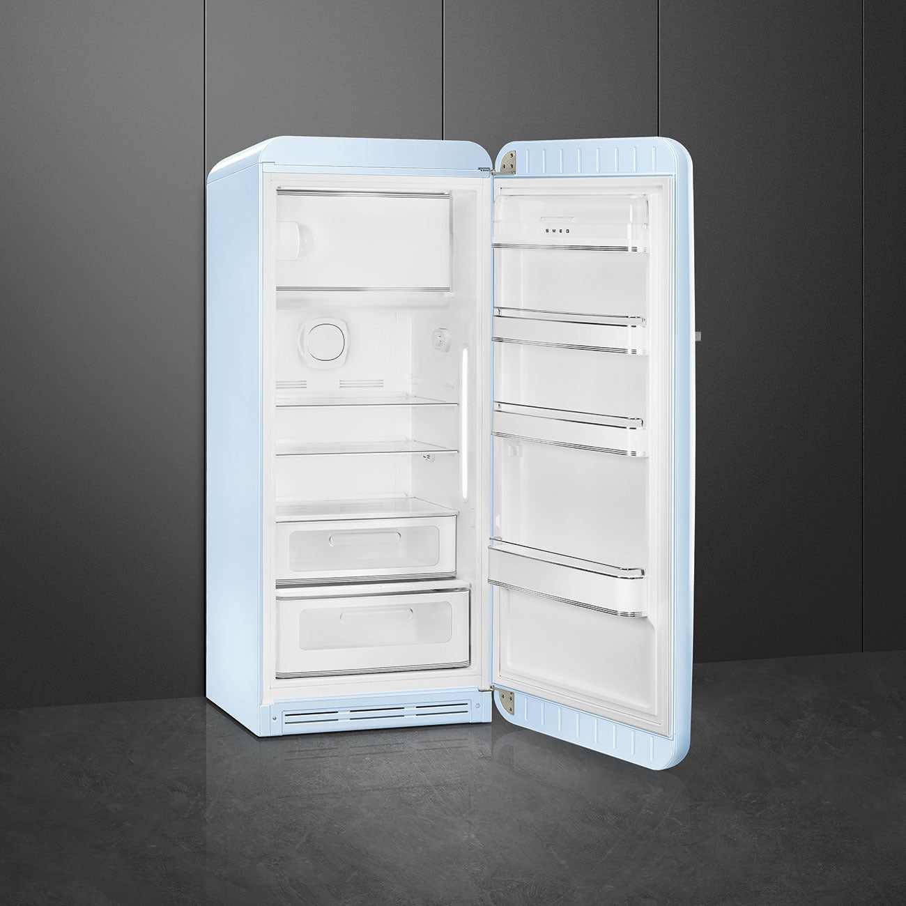 Tủ lạnh một cửa SMEG FAB28RPB5 màu xanh pastel cánh phải