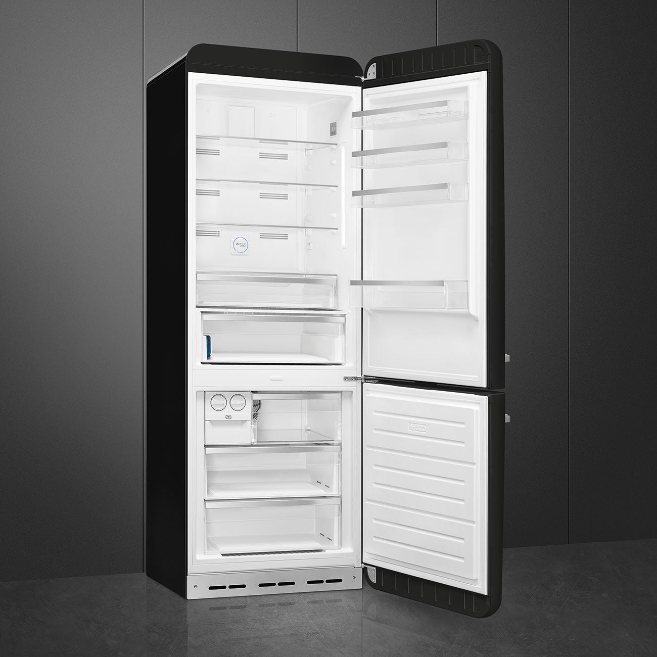 Tủ lạnh 2 ngăn đỉnh dưới SMEG FAB38RBL5 màu đen cánh phải