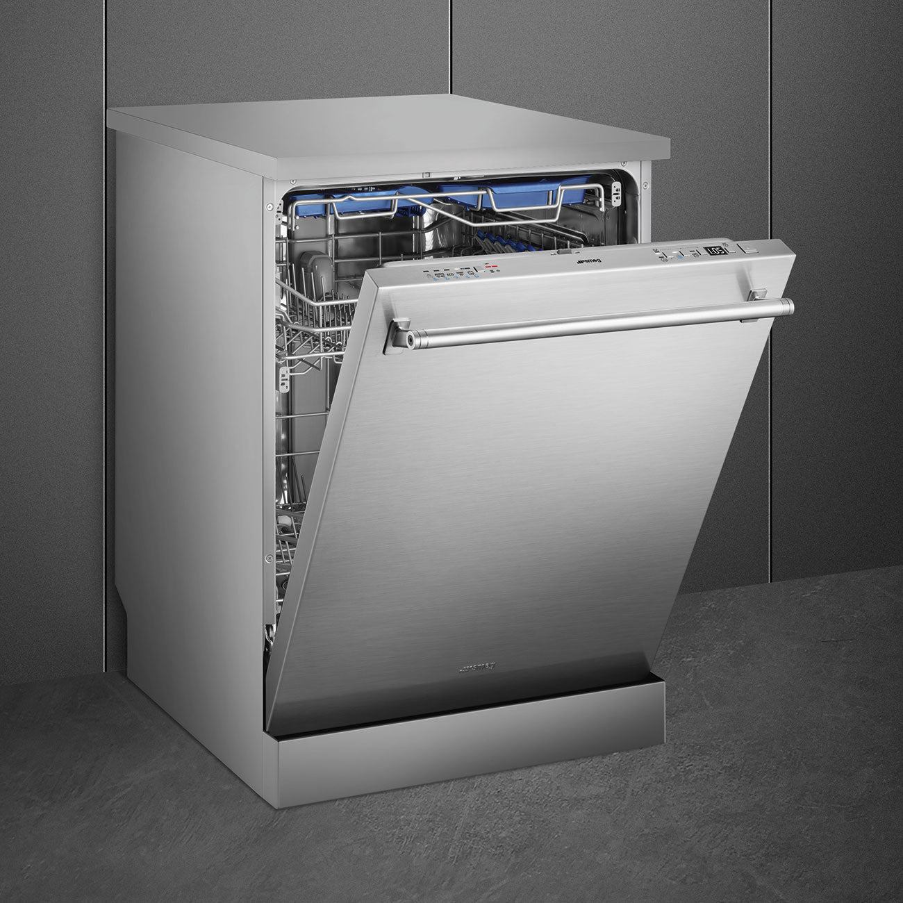 Máy rửa bát độc lập SMEG LVSP34BQSTX màu thép không gỉ