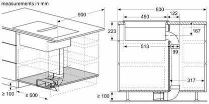 Bếp từ kết hợp hút mùi BOSCH PVQ711F15E|Serie 6