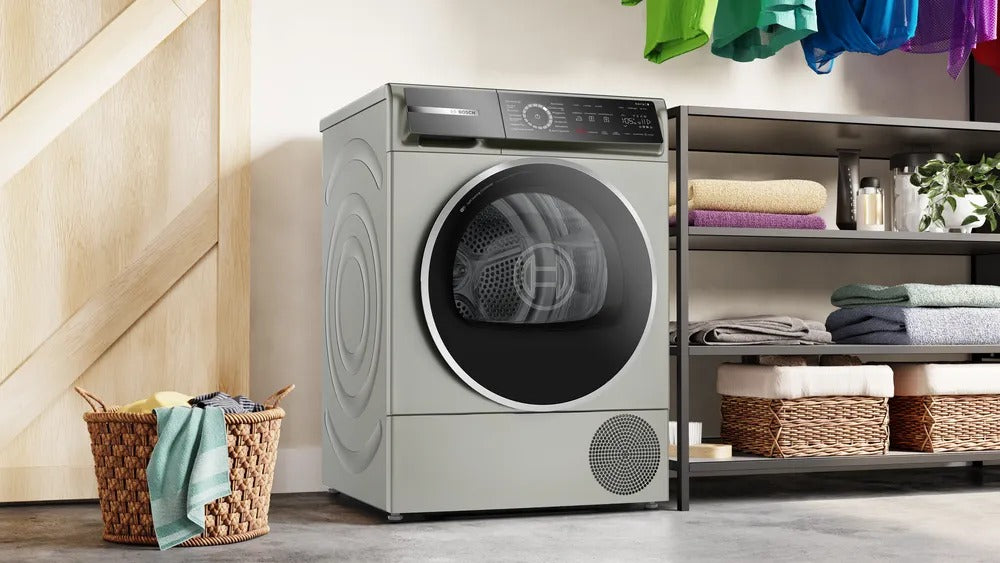 Máy sấy bơm nhiệt Bosch WQB246CX0 9kg Serie 8 màu xám bạc
