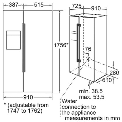 Tủ lạnh side by side SIEMENS KA62DV71