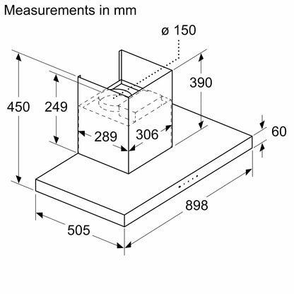 Máy hút mùi treo tường BOSCH DWBM98G50B |Series 4