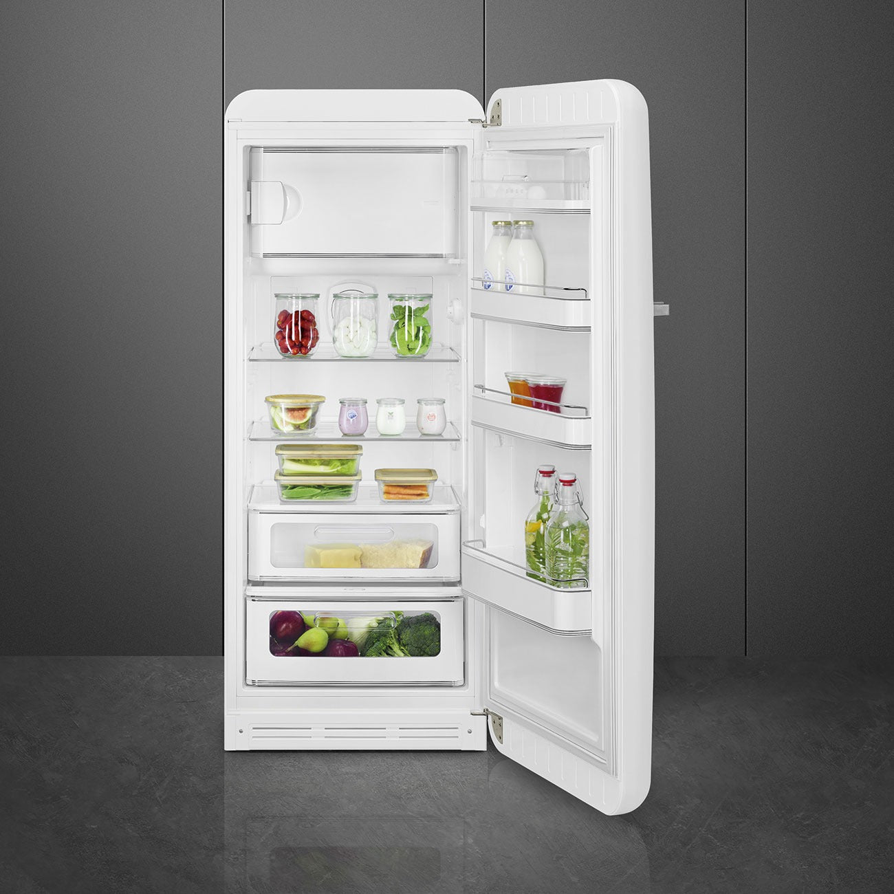 Tủ lạnh một cửa SMEG FAB28RWH5 màu trắng cánh phải