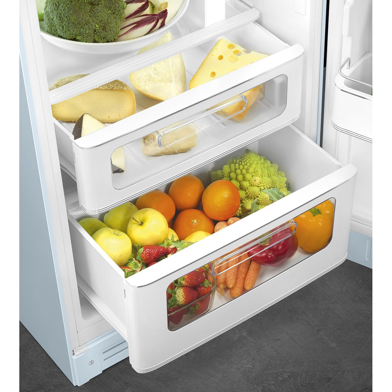 Tủ lạnh cửa đôi SMEG FAB30RPB5 màu xanh dương pastel cánh phải
