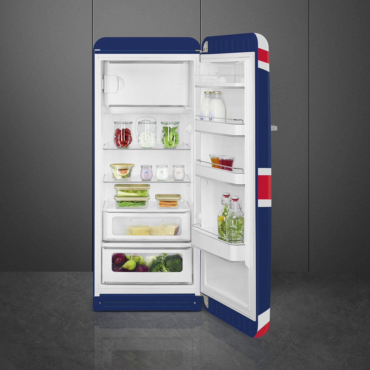 Tủ lạnh một cửa SMEG FAB28RDUJ5 màu union jack cánh phải