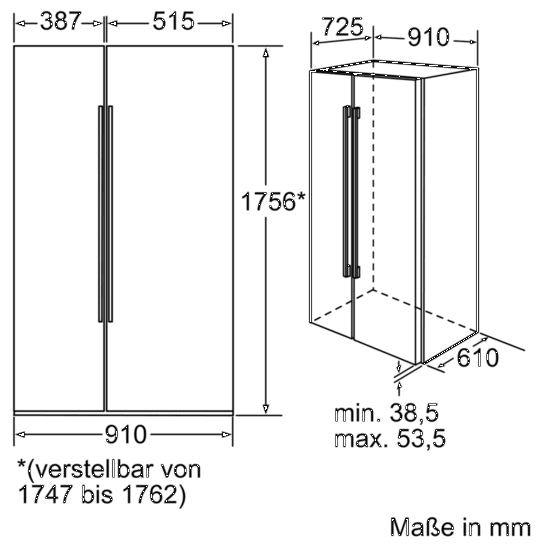Tủ lạnh side by side SIEMENS KA62NA75