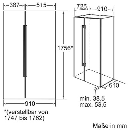 Tủ lạnh side by side SIEMENS KA62NA75