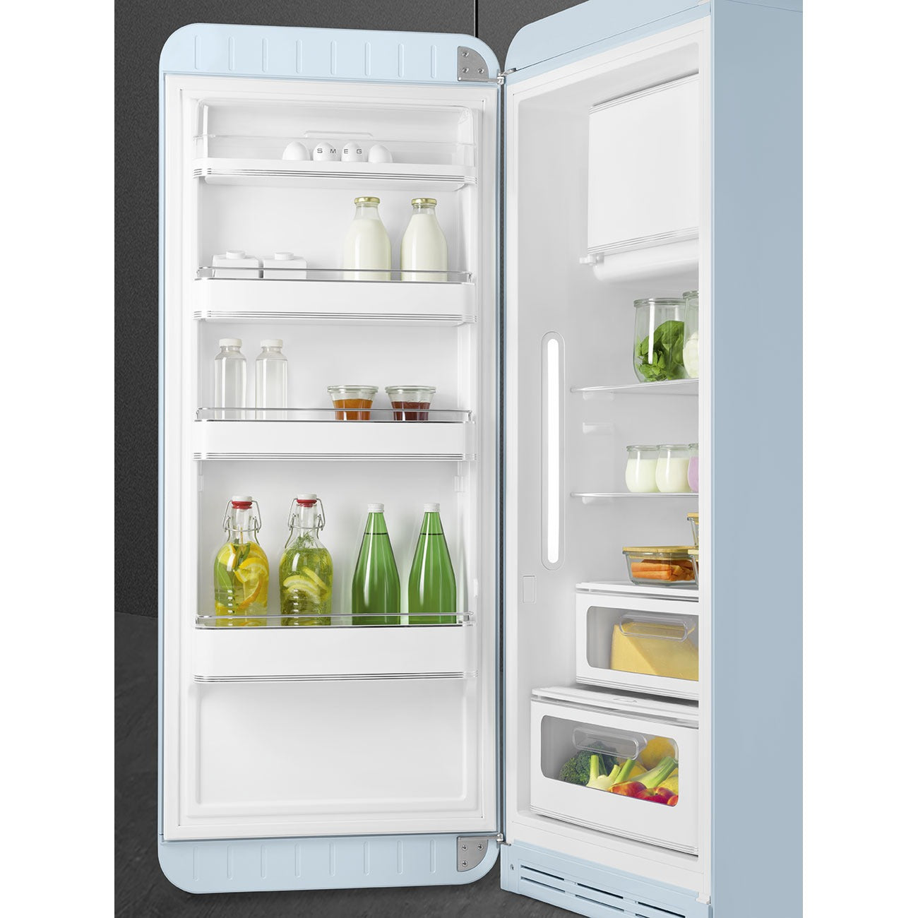 Tủ lạnh một cửa SMEG FAB28LPB5 màu xanh pastel cánh trái