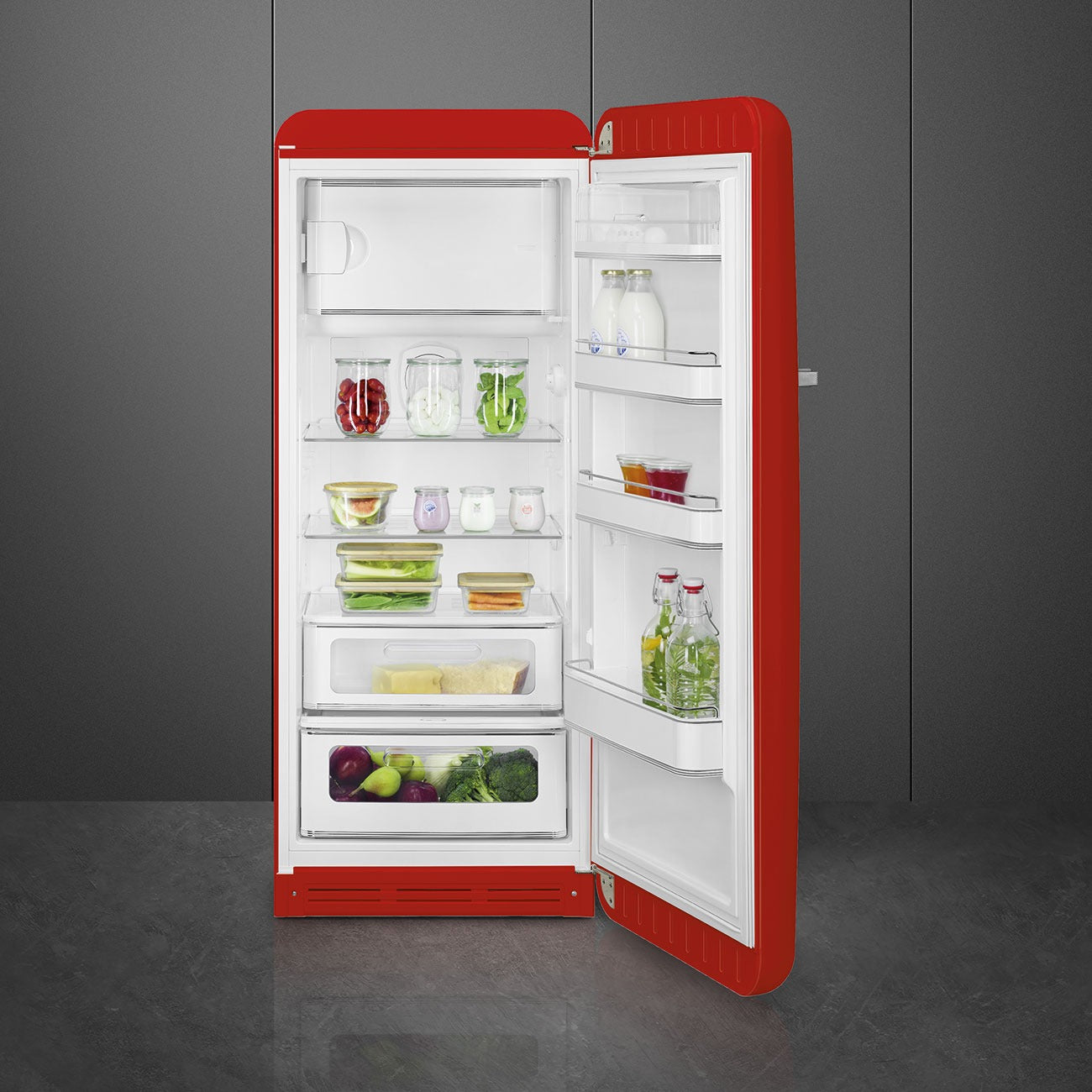 Tủ lạnh một cửa SMEG FAB28RRD5 màu đỏ cánh phải